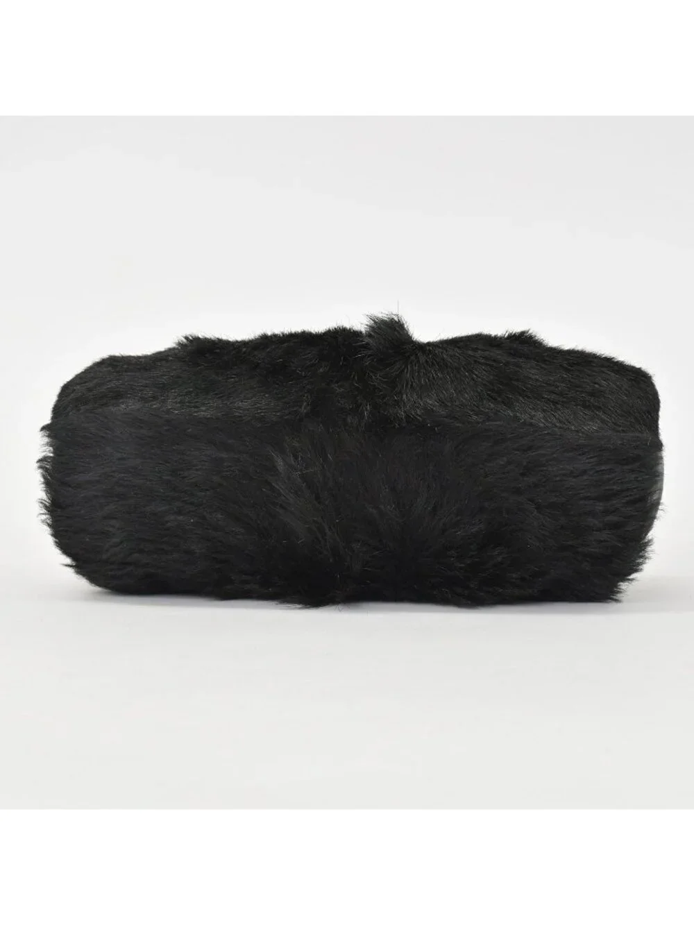 Chanel Plastic Chain Bag CC Logo Goat Fur Leather Black